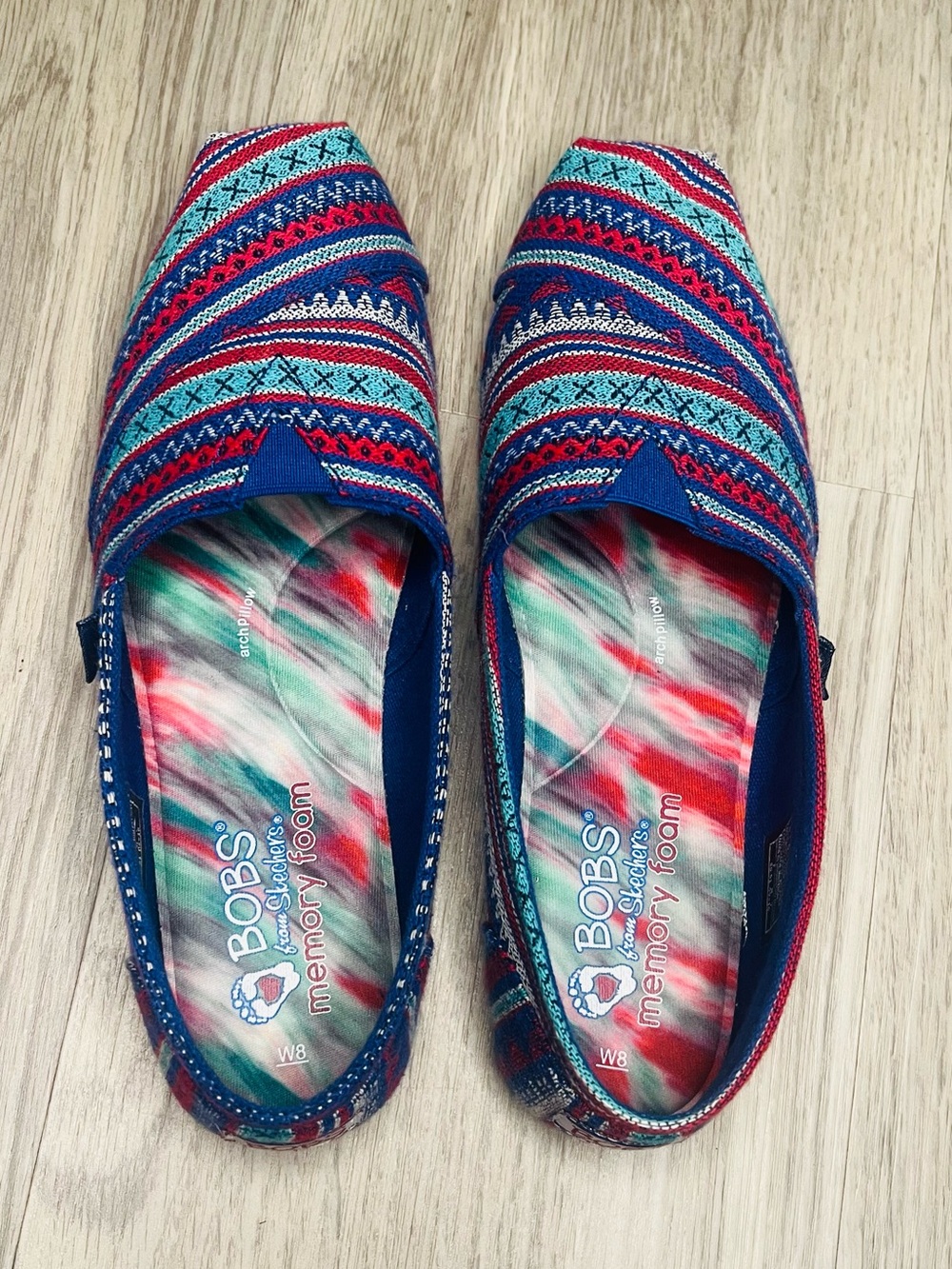 BOBS From Skechers Sz 8 Flats Boho Aztec Print Slip-On Shoes Women’s